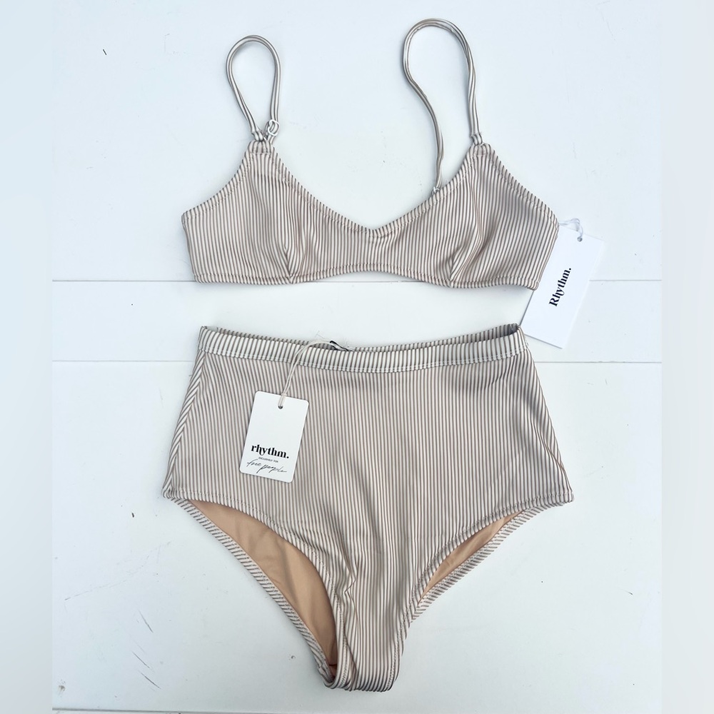 🔥Closet Clearout!🔥 Rythym Gold & Cream Noumea Ribbed Bikini